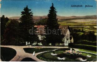 1917 Szliács, Sliac; Bellevue szálloda. Molnár M. kiadása / hotel, spa (kis szakadás / small tear)