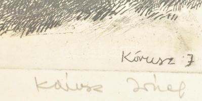 Kórusz József (1927-2010):A veszprémi vár. Rézkarc, papír jelzettm, számozott (75/100). Kissé foltos...