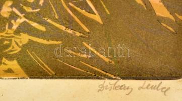 Diskay Lenke (1924-1980): Kora ősz. Linómetszet, papír jelzett, számozott (75/100). Kissé foltos, el...