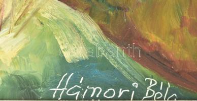 Hámori Béla (1940-2004): Táj. Olaj, farost. Jelzett. Dekoratív, kissé sérült fakeretben. 75x100 cm. ...