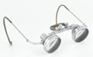 Carl Zeiss órás nagyító szemüveg, állítható, 2,3x nagyítás, jó állapotban, bőr tokban