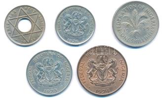 Brit Nyugat-Afrika / Nigéria 1928. 1/10p + 1959. 1sh + 1973. 10K + 1974. 1K + 5K T:1-,2 patina
Brit...