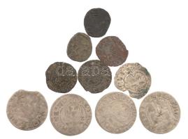 Vegyes 10 darabos lengyel és magyar ezüstpénz tétel, közte Lengyel Királyság ~1620. Poltorak / 3 Polker Ag III. Zsigmond (4x) T:1--3 kitörés