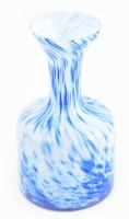 Murano kék fehér üveg váza, jelzés nélkül, hibátlan, m: 24 cm