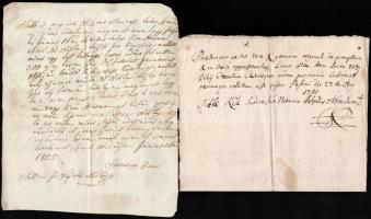 cca 1750-1850 Régi szerződések, okmányok, levelek viaszpecséttel 6 db