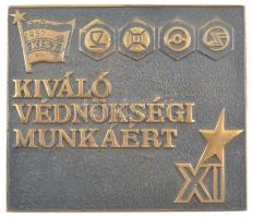 DN KISZ-Kiváló védnökségi munkáért egyoldalas bronz emlékplakett (100x85mm) T:1-