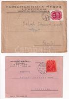 6 db vegyes magyar reklám képeslap, levelezőlap és boríték: Vitéz Sebő György ecetgyára Szolnokon, A...