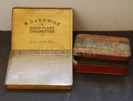 1920-as régi francia dohányos illetve egy angol Gold Flake márkájú ciggarettás fémdoboz
