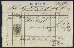 1880 Pester Lloyd 3 db apróhirdetési számla okmánybélyeggel / 3 invoices of classified-ads