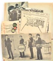 cca 1965 Beatles gyűjtemény, 18 db fotó, újság kivágások stb emlékkönyvbe ragasztva