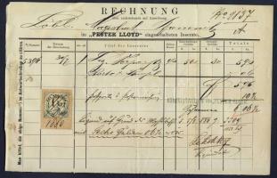 1880 Pester Lloyd 3 db apróhirdetési számla okmánybélyeggel / 3 invoices of classified-ads