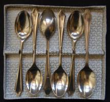 6db ezüstözött kiskanál, egy darabon kagylódíszítés