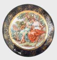 Alt-Wien porcelán bonbonniere jelzett (1835) kézzel festett. kopott. d: 12 cm