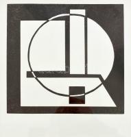 Kassák Lajos (1887-1967): Képarchitektúra. Ofszet, papír, jelzés nélkül. Üvegezett fakeretben. 17×17 cm