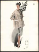 1959 3 db vintage divatkép, ofszet nyomat, papír, jobb felső sarkában kissé foltos, 37,5x28,5 cm