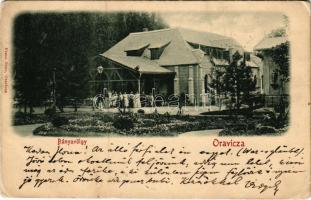 1899 (Vorläufer) Oravicabánya, Oravica, Oravicza, Oravita; Bányavölgy, vendéglő. Franz Grau kiadása / mine valley, restaurant (EK)