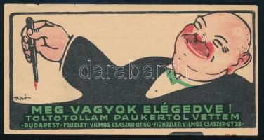 Pauker töltőtoll (Budapest) számolócédula, Bíró Mihály (1886-1948) grafikája