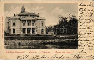 1901 Lugos, Lugoj; Színház. Auspitz Adolf kiadása / Theater / theatre (EK)