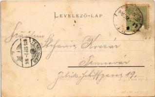 1905 Lugos, Lugoj; Kön. Obergymnasium, Stadttheater / Főgimnázium, Színház. Koloman Nemes kiadása / ...