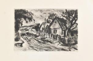 Iván Szilárd (1912-1988): Utca. Rézkarc, papír, jelzett, kartonra kasírozva, lap széle kissé foltos, 20×29 cm