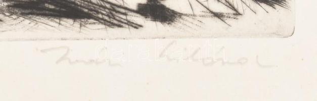 Iván Szilárd (1912-1988): Utca. Rézkarc, papír, jelzett, kartonra kasírozva, lap széle kissé foltos,...