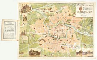 cca 1900 Breslau várostérkép utcajegyzékkel, borítóval 70x55 cm