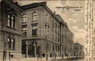 1905 Lugos, Lugoj; Gimnázium és Színház. Berecz J. kiadása / grammar school, theatre (EK)