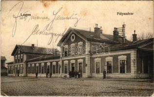 1905 Lugos, Lugoj; Pályaudvar, vasútállomás. Berecz J. kiadása / railway station (fa)