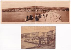 Crikvenica, Cirkvenica; - 3 db régi képeslap + 1 két részes panorámalap / 3 pre-1945 postcards + 1 2-tiled folding panoramacard