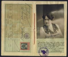 1915 Giergl Michaela színésznő útlevele / Passport of an actress