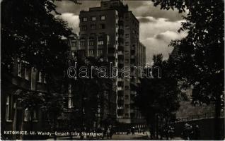 1937 Katowice, Kattowitz; Ul. Wandy, Gmach Izby Skarbowej / street view, Tax Chamber building (EK)