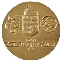 1991. "1991. június 19. - Sitke 1991. július 7." aranyozott bronz emlékérem "80"...