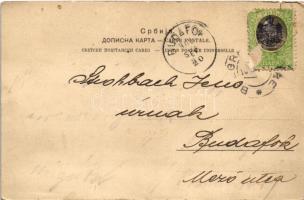 Belgrade, Belgrád, Beograd; general view with steamship and Hotel Kragujewac (b)