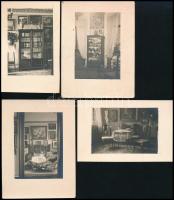 cca 1930-1940 Lakásbelsők, 4 db fotó, 11×7 és 12×9 cm közötti méretekben