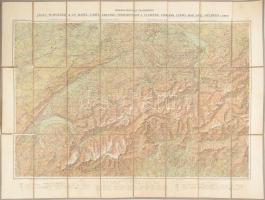 cca 1910 Svájc áttekintő térképe, 1 : 400.000, Geograph. Karten-Verlag, Bern (Kümmerly & Frey), vászonra kasírozva, a hajtások mentén szakadásokkal, 106x78 cm / Gesamtkarte der Schweiz / General Map of Switzerland