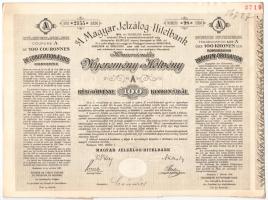 Budapest 1906. &quot;A Magyar Jelzálog-Hitelbank Nyeremény-Kötvénye&quot; &quot;A&quot; részkötvény 100K-ról, szárazpecséttel (2x) T:II ,III folt, firka