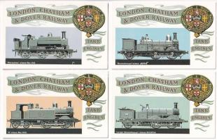 London, Chatham & Dover Railway Tank Engines - 6 db MODERN angol vasúti képeslap, gőzmozdonyok / - 6 modern British postcards with locomotives