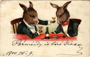 1900 Részeg szamarak / Drunk donkeys. litho (Rb)