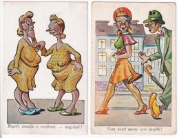 4 db régi magyar humoros képeslap / 4 pre-1945 Hungarian humorous postcards