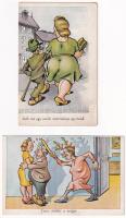 4 db régi magyar humoros képeslap / 4 pre-1945 Hungarian humorous postcards
