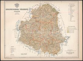 1897 Szolnok-Doboka vármegye térképe, tervezte: Gönczy Pál, 1:490 000, kiadja: Posner, 24×30 cm