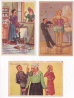 6 db régi magyar humoros képeslap: anyós és házaspár / 6 pre-1945 Hungarian humorous postcards: moth...