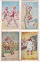 8 db régi magyar humoros képeslap Kaszás Jámbor grafikáival / 8 pre-1945 Hungarian humorous postcard...