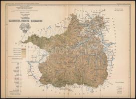 1893 Beszterce-Naszód vármegye térképe, 1:470 000, tervezte: Gönczy Pál, kiadja: Posner, 24×30 cm