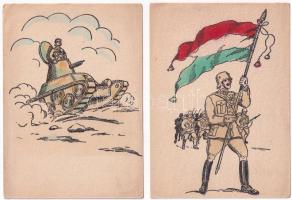 9 db RÉGI magyar bevonuláskori irredenta képeslap katonákkal. Kiadja a Délvidéki Egyetemi és Főiskol...