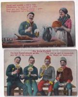 4 db RÉGI első világháborús osztrák-magyar humoros katonai képeslap / 4 pre-1945 WWI K.u.k. humorous military postcards