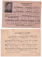 4 db RÉGI katonai zenés kottás képeslap / 4 pre-1945 military music sheet postcards