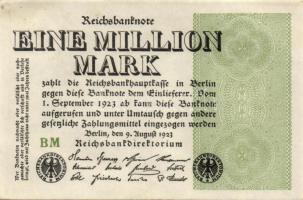 Német Birodalom / Weimari Köztársaság 1923. 1.000.000M (2x) hullám vízjellel, azonos cégjelzéssel T:I