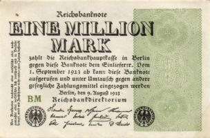 Német Birodalom / Weimari Köztársaság 1923. 1.000.000M (2x) hullám vízjellel, azonos cégjelzéssel T:...