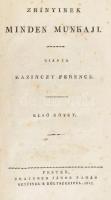 Zrínyi Miklós: Zrínyinek minden munkáji. I-II. köt. Kiadta Kazinczy Ferenc. I. kötet: A Zríniász, vagy az ostromlott Sziget. Hős költemény. 1-10. ének. II. kötet: A Zríniász vagy az ostromlott Sziget. Hős költemény 11-15. ének. Elegyes versezetek. Ne bánts a magyart. A török áfium ellen való orvosság, avagy a töröknek magyarral való békessége ellen való antidotum. Pest, 1817., Trattner János Tamás, 1 (Zrínyi Miklós rézmetszetű portréja, J. G. Mansfeld) t. +189+1 p.; 1 (Zrínyi Péter rézmetszetű portréja, J. G. Mansfeld) t. + 205 p. Első kiadás. Kartonált papírkötés, a gerinc és a hátsó tábla alján a papírborítás részben hiányzik, kissé foltos lapokkal, ceruzás aláhúzásokkal.
